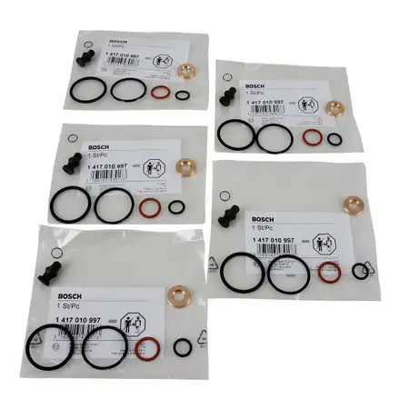 5x BOSCH Dichtungssatz Einspritzd&uuml;se Einspritzpumpe 1417010997 VW AUDI SKODA TDI