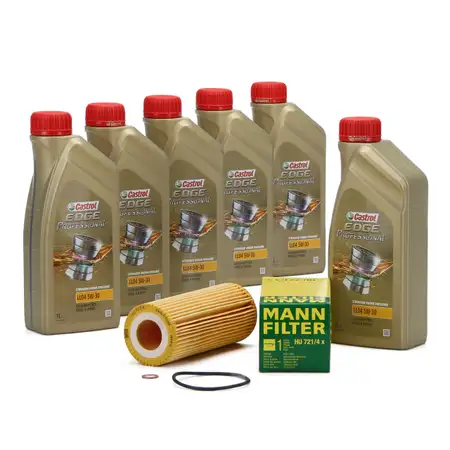 CASTROL EDGE Professional Motor&ouml;l &Ouml;l LL04 5W-30 6L + MANN &Ouml;lfilter HU721/4X