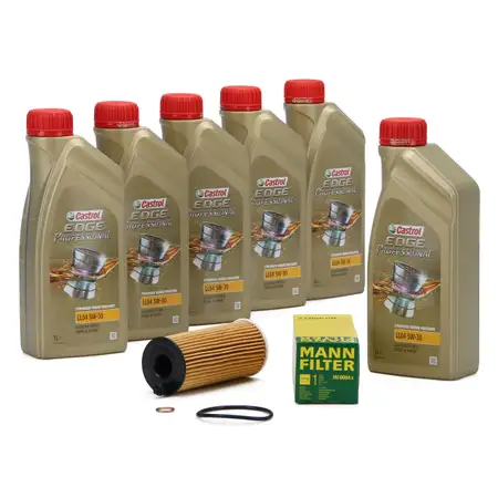 CASTROL EDGE Professional Motor&ouml;l &Ouml;l LL04 5W-30 6L + MANN &Ouml;lfilter HU6004x