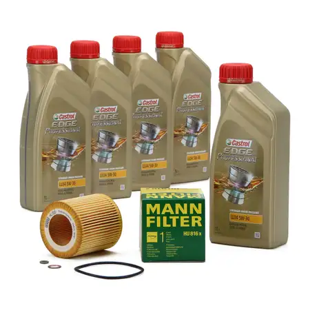 CASTROL EDGE Professional Motor&ouml;l &Ouml;l LL04 5W-30 5L + MANN &Ouml;lfilter HU816x