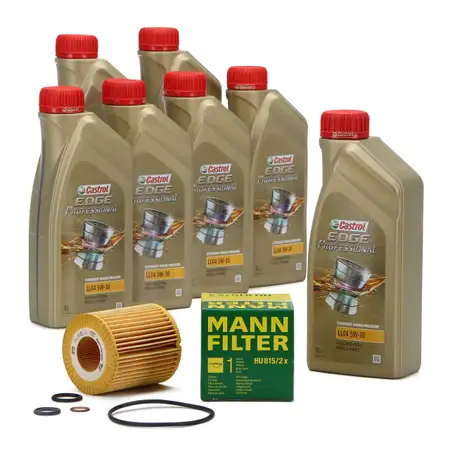 CASTROL EDGE Professional Motor&ouml;l &Ouml;l LL04 5W-30 7L + MANN &Ouml;lfilter HU815/2x