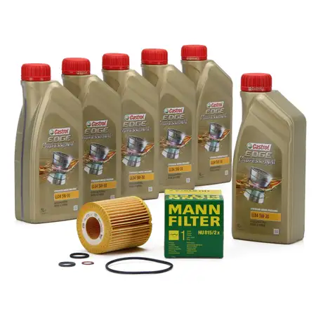 CASTROL EDGE Professional Motor&ouml;l &Ouml;l LL04 5W-30 6L + MANN &Ouml;lfilter HU815/2x