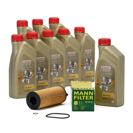 CASTROL EDGE Professional Motor&ouml;l &Ouml;l LL04 5W-30 9L + MANN &Ouml;lfilter HU721/5x