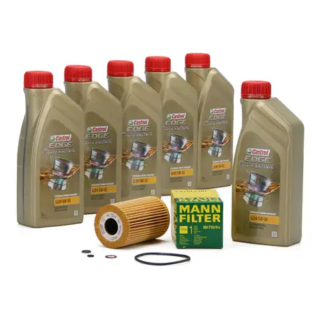 CASTROL EDGE Professional Motor&ouml;l &Ouml;l LL04 5W-30 6L + MANN &Ouml;lfilter HU715/4x