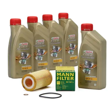 CASTROL EDGE Professional Motor&ouml;l &Ouml;l LL04 5W-30 5L + MANN &Ouml;lfilter HU718/1z