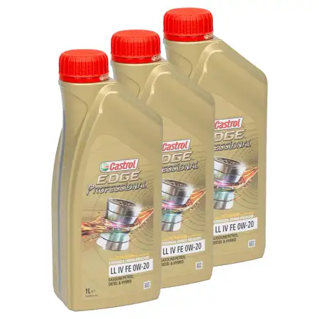 CASTROL EDGE Professional Motor&ouml;l &Ouml;L TITANIUM FST LL IV FE 0W20 f&uuml;r VW - 3 Liter