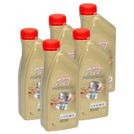 CASTROL EDGE Professional Motor&ouml;l &Ouml;L TITANIUM FST LL IV FE 0W20 f&uuml;r VW - 5 Liter
