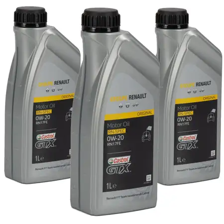 CASTROL Motor&ouml;l &Ouml;l GTX RN-SPEC 0W-20 0W20 f&uuml;r Renault RN17FE - 3L 3 Liter