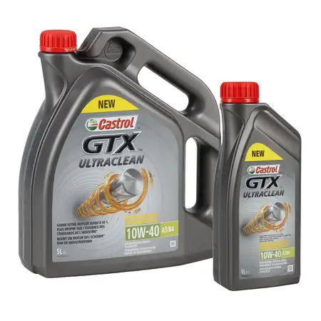 CASTROL Motor&ouml;l &Ouml;l GTX ULTRACLEAN 10W-40 10W40 A3/B4 - 6 Liter