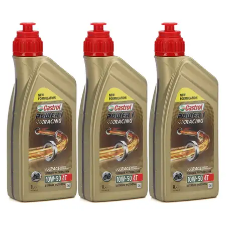 CASTROL Motor&ouml;l &Ouml;l POWER 1 RACING 4T 4-TAKT 10W50 JASO MA-2 API SL - 3L 3 Liter
