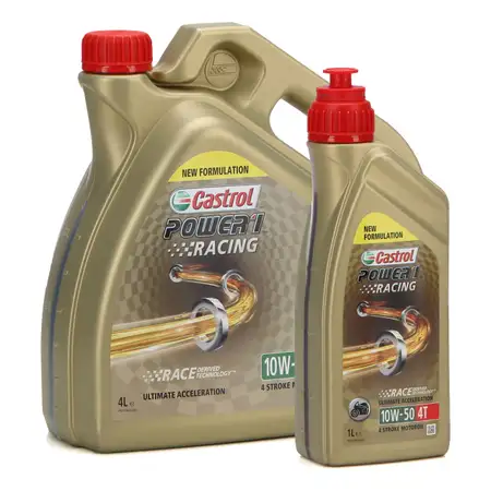 CASTROL Motor&ouml;l &Ouml;l POWER 1 RACING 4T 4-TAKT 10W50 JASO MA-2 API SL - 5L 5 Liter