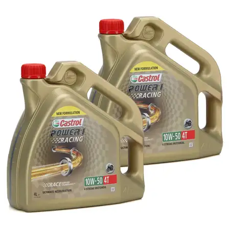 CASTROL Motor&ouml;l &Ouml;l POWER 1 RACING 4T 4-TAKT 10W50 JASO MA-2 API SL - 8L 8 Liter