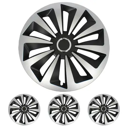 4x Radkappen Radblenden FOX SCHWARZ SILBER SILVER 15 Zoll (4 St&uuml;ck)