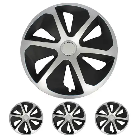 4x Radkappen Radblenden ROCO SCHWARZ SILBER SILVER 13 Zoll (4 St&uuml;ck)