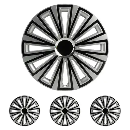 4x ALBRECHT Radkappe Radblende MASTER LINE 15 Zoll SUNSET Schwarz/Silber