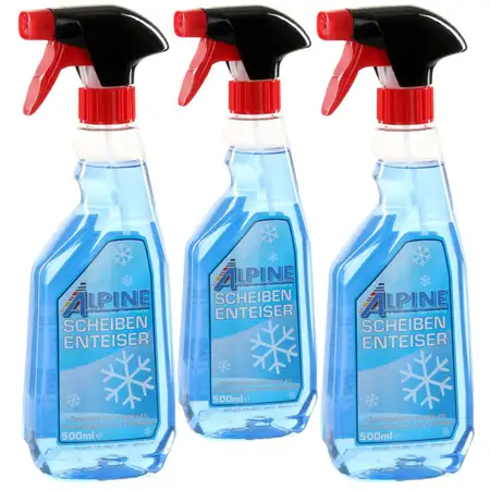 ALPINE Scheibenenteiser Scheiben-Entfroster Spr&uuml;hflasche Enteiserspray 3x 500ML