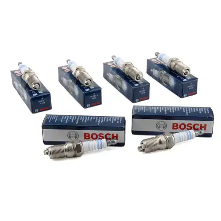 6x BOSCH Z&uuml;ndkerze Set Super Plus HR7DC+ 0242235661 f&uuml;r Mercedes 190 W201 W463