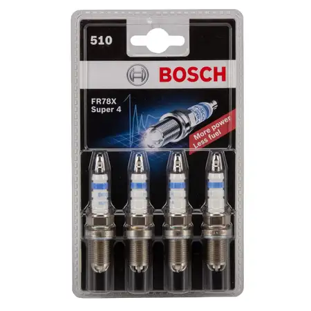 4x BOSCH FR78X Z&uuml;ndkerzen SUPER 4 f&uuml;r AUDI BMW SKODA SEAT VW OPEL MERCEDES FORD