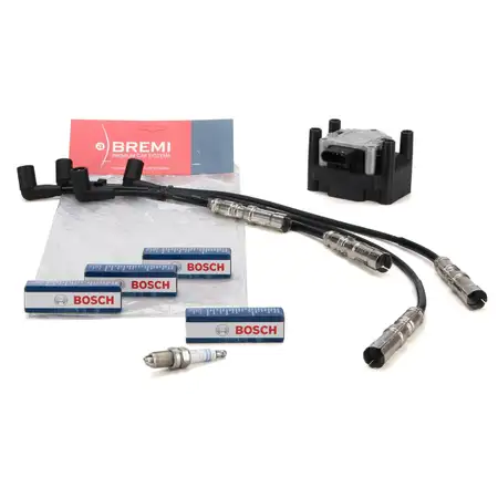 BBT Z&uuml;ndspule BREMI Z&uuml;ndkabelsatz 4x BOSCH Z&uuml;ndkerze AUDI SEAT SKODA VW 1.6 2.0