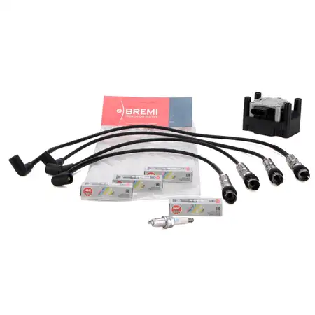 BBT Z&uuml;ndspule + BREMI Z&uuml;ndkabelsatz + 4x NGK Z&uuml;ndkerze VW LUPO POLO 6N 1.0 1.4