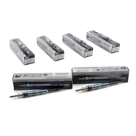 6x BERU Gl&uuml;hkerze Set GE102 0100266002 f&uuml;r BMW E81 E46 E90 E91 E60 E61 X3 X5 X6