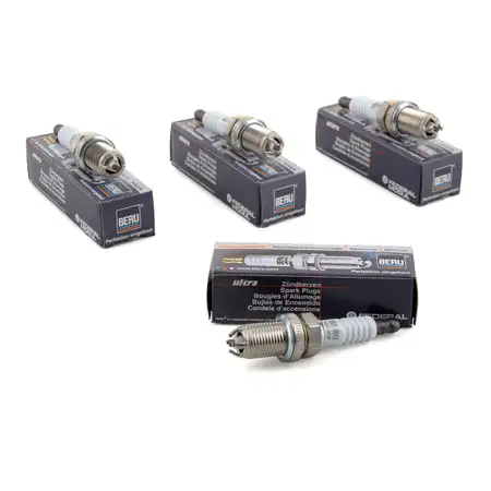 4x BERU Z&uuml;ndkerze Set Ultra Z190 14FGR-8DQU7 0002330104 Opel Agila Astra Calibra