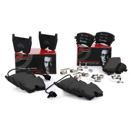 BREMBO Bremsbel&auml;ge + Warnkontakt AUDI A4 (B7) RS4 + A6 (C5) RS6 vorne + hinten