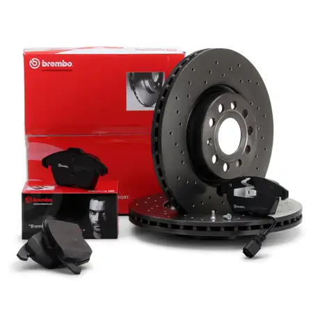 BREMBO XTRA Bremsscheiben Bel&auml;ge Wako AUDI A1 A3 8P SEAT SKODA VW GOLF 5 6 vorne