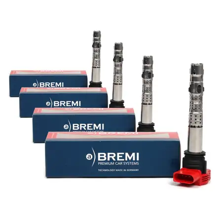 4x BREMI Z&uuml;ndspule AUDI A4 A5 A6 A8 Q7 R8 PORSCHE PANAMERA CAYENNE VW TOUAREG