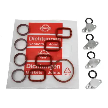 4x Drallklappen Ansaugbr&uuml;cken O-Ring ALU + ELRING Dichtungssatz 228.680 BMW M47