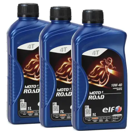 ELF Motor&ouml;l &Ouml;L 4T 4-TAKT MOTO 4 ROAD 10W-40 10W40 JASO MA2 API SL - 3L 3 Liter