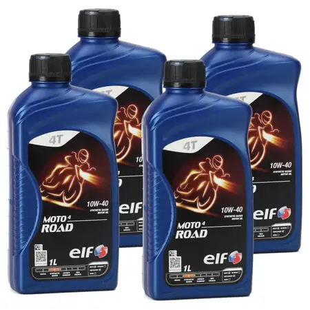 ELF Motor&ouml;l &Ouml;L 4T 4-TAKT MOTO 4 ROAD 10W-40 10W40 JASO MA2 API SL - 4L 4 Liter