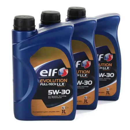 3x 1L 1 Liter elf Evolution Full-Tech LLX 5W-30 Motor&ouml;l 504.00/507.00 MB 226.51