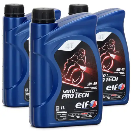 ELF Motor&ouml;l &Ouml;L 4T 4-TAKT MOTO 4 PRO TECH 5W-40 5W40 JASO MA2 API SL - 3L 3 Liter