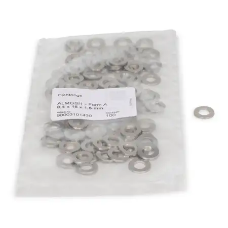 100x ELRING Aluscheiben f&uuml;r Ventildeckel Motor 8,4x15x1,5mm PORSCHE 911 + (964)