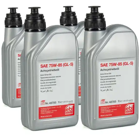 FEBI 48785 Achsgetriebe&ouml;l 75W-85 GL-5 GELB f&uuml;r AUDI BMW MERCEDES VW - 4L 4 Liter