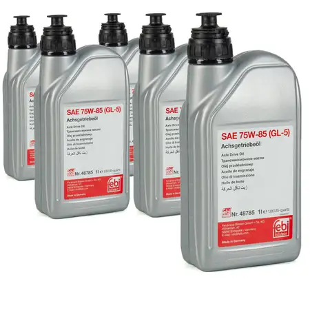 FEBI 48785 Achsgetriebe&ouml;l 75W-85 GL-5 GELB f&uuml;r AUDI BMW MERCEDES VW - 5L 5 Liter