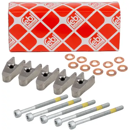 5x FEBI D&uuml;senhalter 29141 MERCEDES 4 &amp; 5 Zylinder OM611 OM612 OM613 OM646 DIESEL