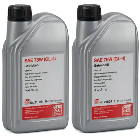 FEBI 21829 Getriebe&ouml;l 75W GL-4 GELB f&uuml;r AUDI FORD MERCEDES VOLVO VW - 2L 2 Liter