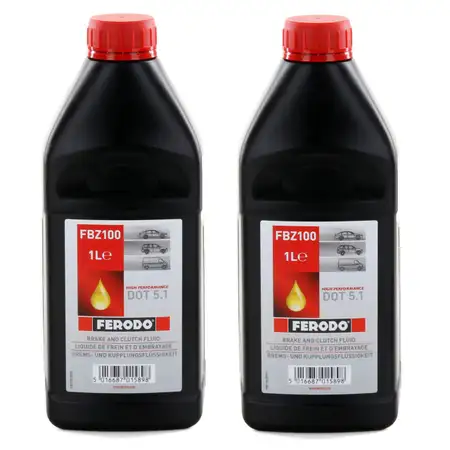 2x 1L 1 Liter FERODO FBZ100 Bremsfl&uuml;ssigkeit Kupplungsfl&uuml;ssigkeit DOT 5.1