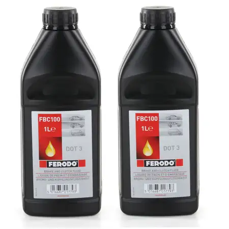 2x 1L 1 Liter FERODO FBC100 Bremsfl&uuml;ssigkeit Kupplungsfl&uuml;ssigkeit DOT 3