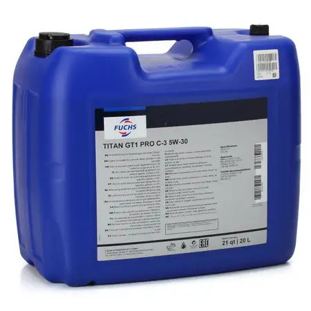 FUCHS MOTOR&Ouml;L TITAN GT1 Pro C-3 5W30 5W-30 VW 504.00 507.00 MB 229.51 20 Liter