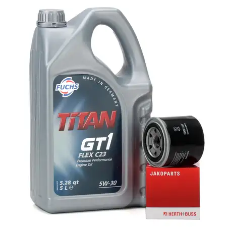 FUCHS MOTOR&Ouml;L 5W30 5 Liter + HERTH+BUSS &Ouml;lfilter HONDA HYUNDAI KIA MAZDA TOYOTA