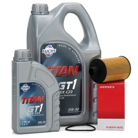 FUCHS MOTOR&Ouml;L 5W30 6 Liter + HERTH+BUSS &Ouml;lfilter CHEVROLET CAPTIVA CRUZE ORLANDO