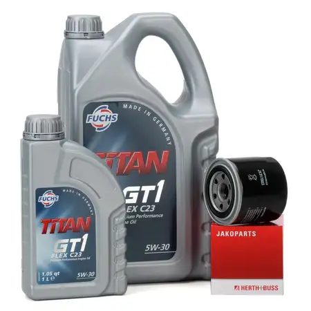FUCHS MOTOR&Ouml;L 5W30 6 Liter + HERTH+BUSS &Ouml;lfilter HONDA HYUNDAI KIA MAZDA TOYOTA