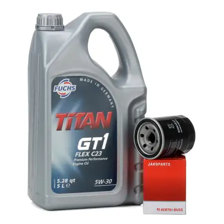 FUCHS MOTOR&Ouml;L 5W30 5 Liter + HERTH+BUSS &Ouml;lfilter MITSUBISHI COLT SMART FORFOUR