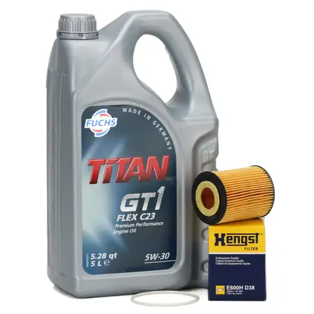 FUCHS Motor&ouml;l 5W30 5L dexos2 + HENGST &Ouml;lfilter E600HD38 f&uuml;r ASTRA G/H CORSA C/D
