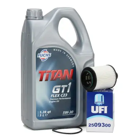 FUCHS Motor&ouml;l 5W30 5L dexos2 + UFI &Ouml;lfilter 650221 OPEL 2.0 CDTi / 2.0 BiTurbo