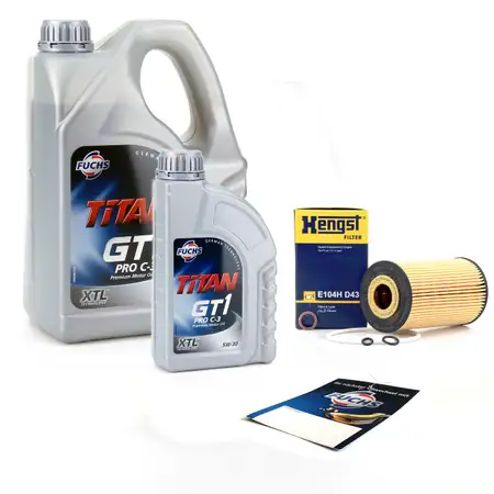 FUCHS Motor&ouml;l TITAN GT1 5W30 5 Liter + HENGST &Ouml;lfilter f&uuml;r 3er BMW E36 E46 Z3