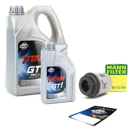 FUCHS Motor&ouml;l 5W30 5L + MANN &Ouml;lfilter W712/94 VAG 1.2/1.4 TSI/TFSI &Ouml;lwechsel Set